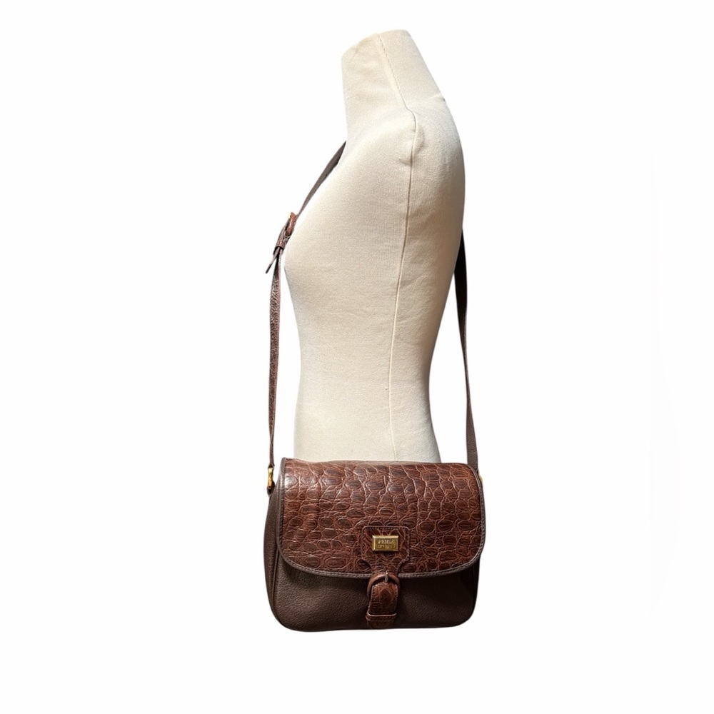 Vintage Gianfranco Ferre Brown Leather Crossbody Bag 1990s minimalist designer
